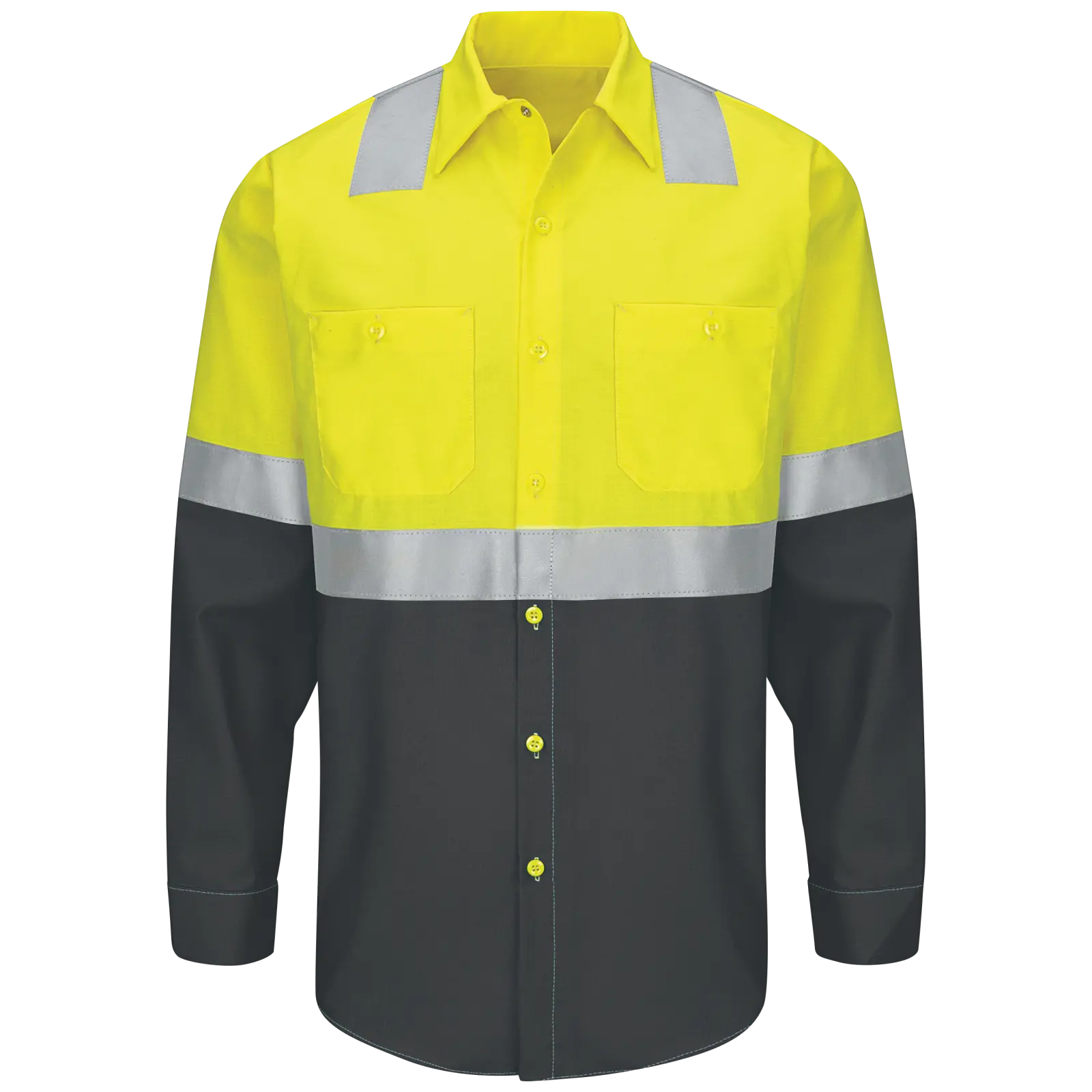 Hi-Visibility Long Sleeve Color Block Ripstop Work Shirt - Type R, Class 2-