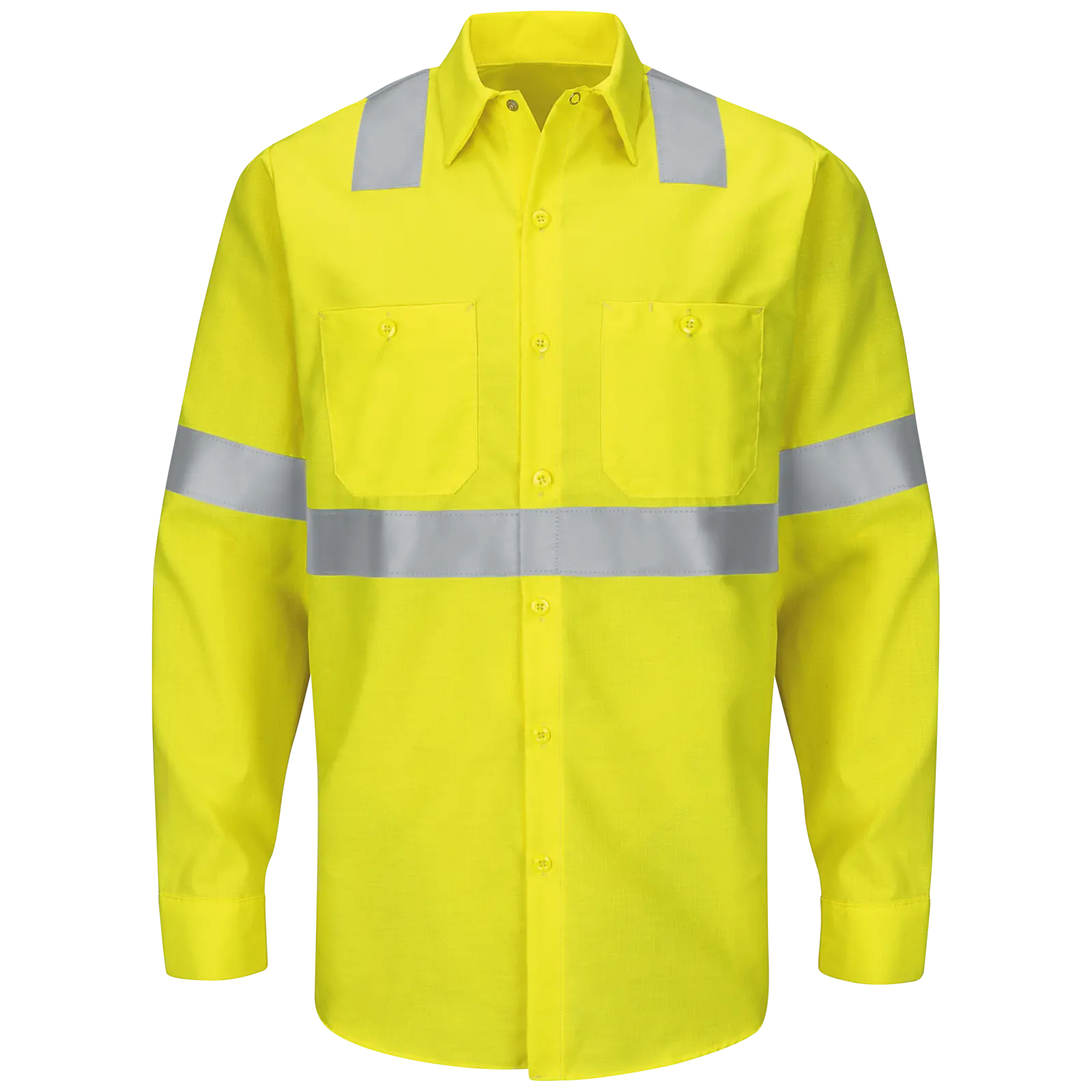 Men&#39;s Hi&#45;Visibility Long Sleeve Ripstop Work Shirt &#45; Type R&#44; Class 2-Red Kap