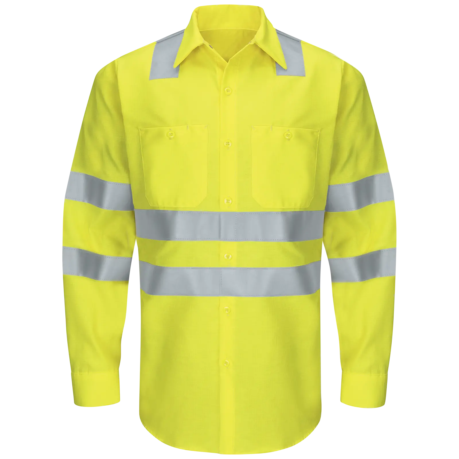 Men&#39;s Hi&#45;Visibility Long Sleeve Ripstop Work Shirt &#45; Type R&#44; Class 3-Red Kap