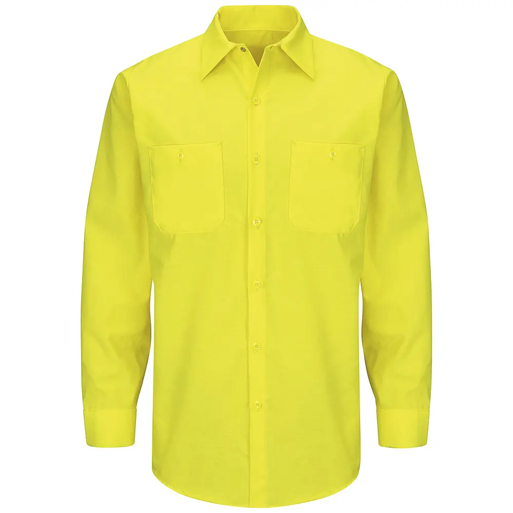 Men&#8216;s Hi-Visibility Long Sleeve Ripstop Work Shirt - Type R, Class 2-Red Kap