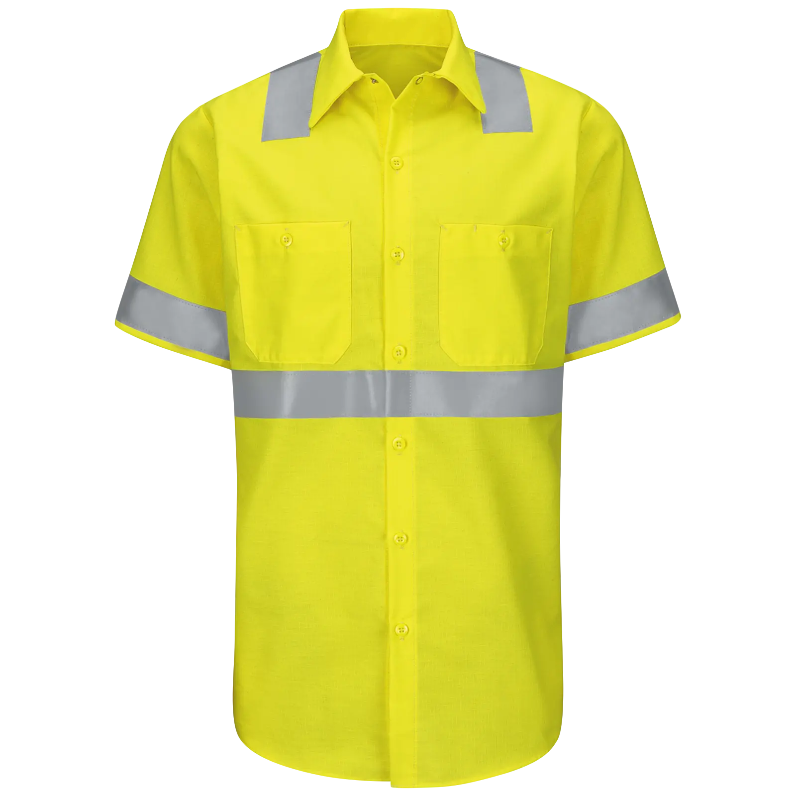 Men&#8216;s Hi-Visibility Short Sleeve Ripstop Work Shirt - Type R, Class 2-Red Kap