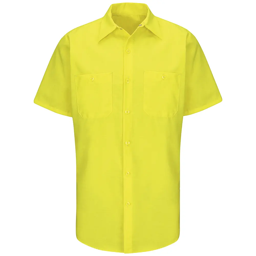 Men&#8216;s High Visibility Short Sleeve Color Block Ripstop Work Shirt - Type R, Class 2-Red Kap