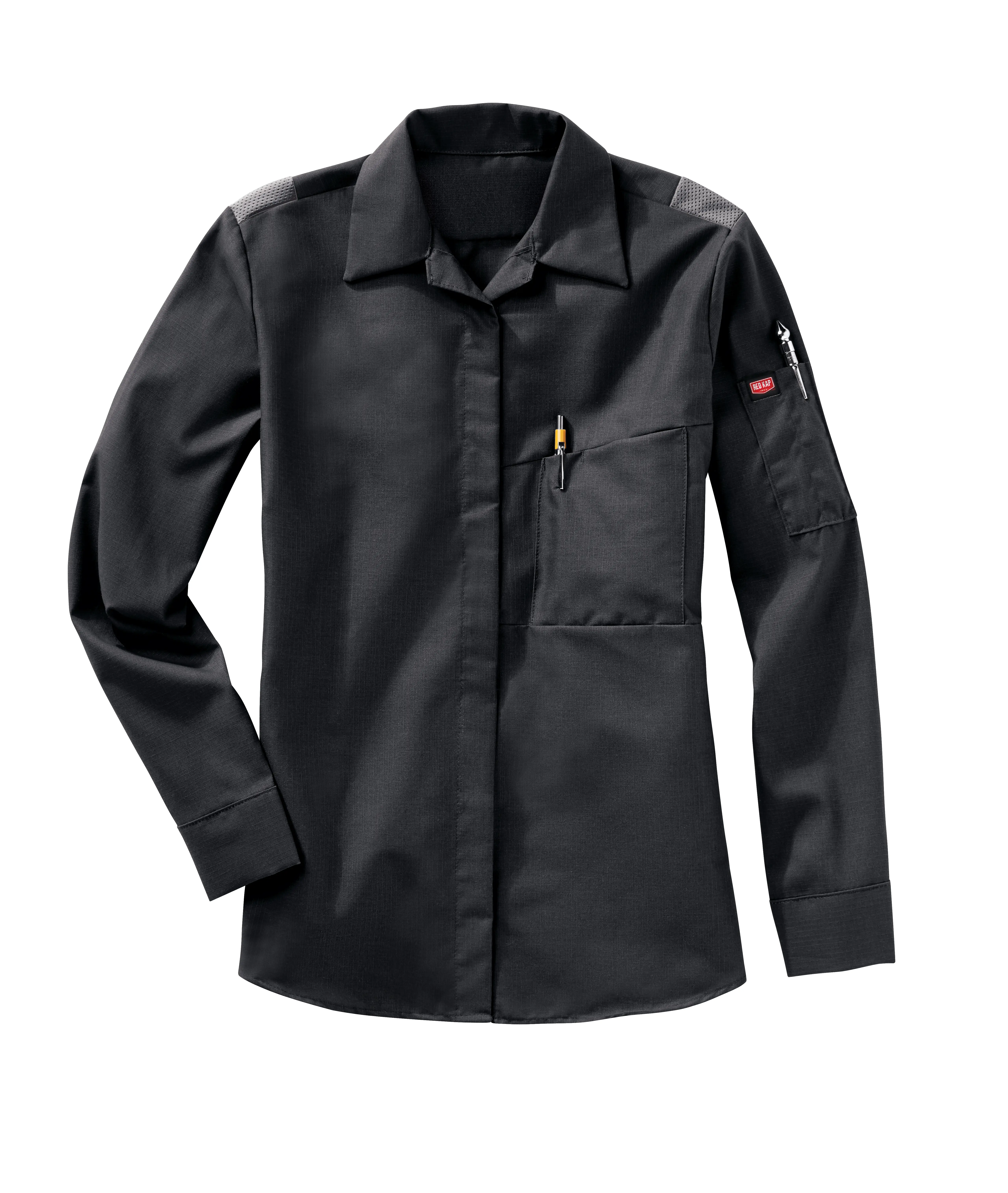 Women&#8216;s Long Sleeve Performance Plus Shop Shirt with OilBlok Technology-Red Kap