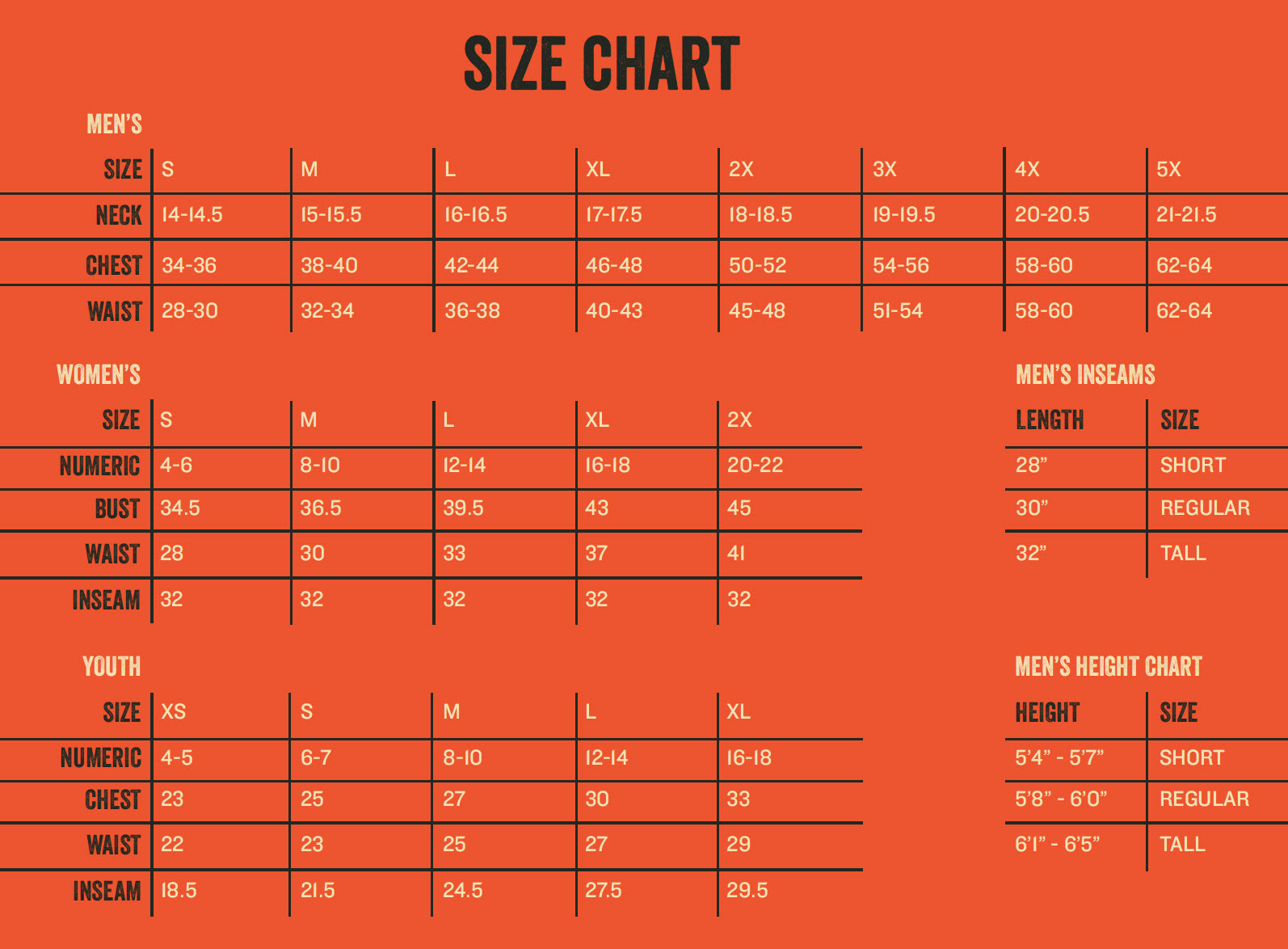 Drake Bibs Size Chart
