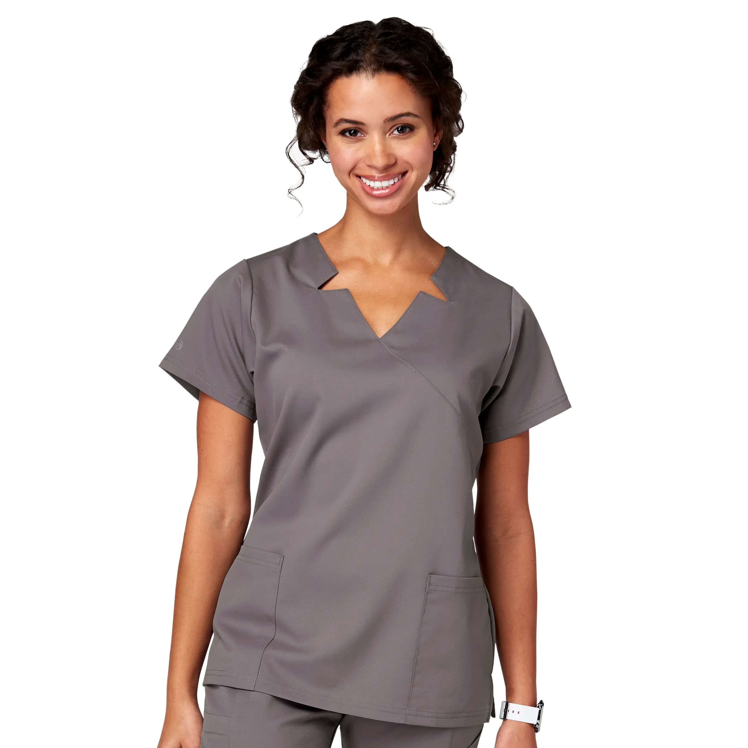 Meta Scrubs 15201 NEW Ladies Notch Neck Mock Wrap Scrub Top with 2 Pockets - Antimicrobial-Meta Scrubs