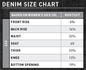 Women S Ariat Jeans Size Chart