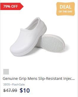 Genuine Grip Mens Slip-Resistant Injection Clogs #3805 - White Flash Sale-Genuine grip