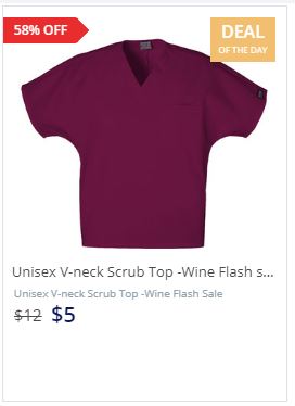 Unisex V-neck Scrub Top -Wine Flash sale-
