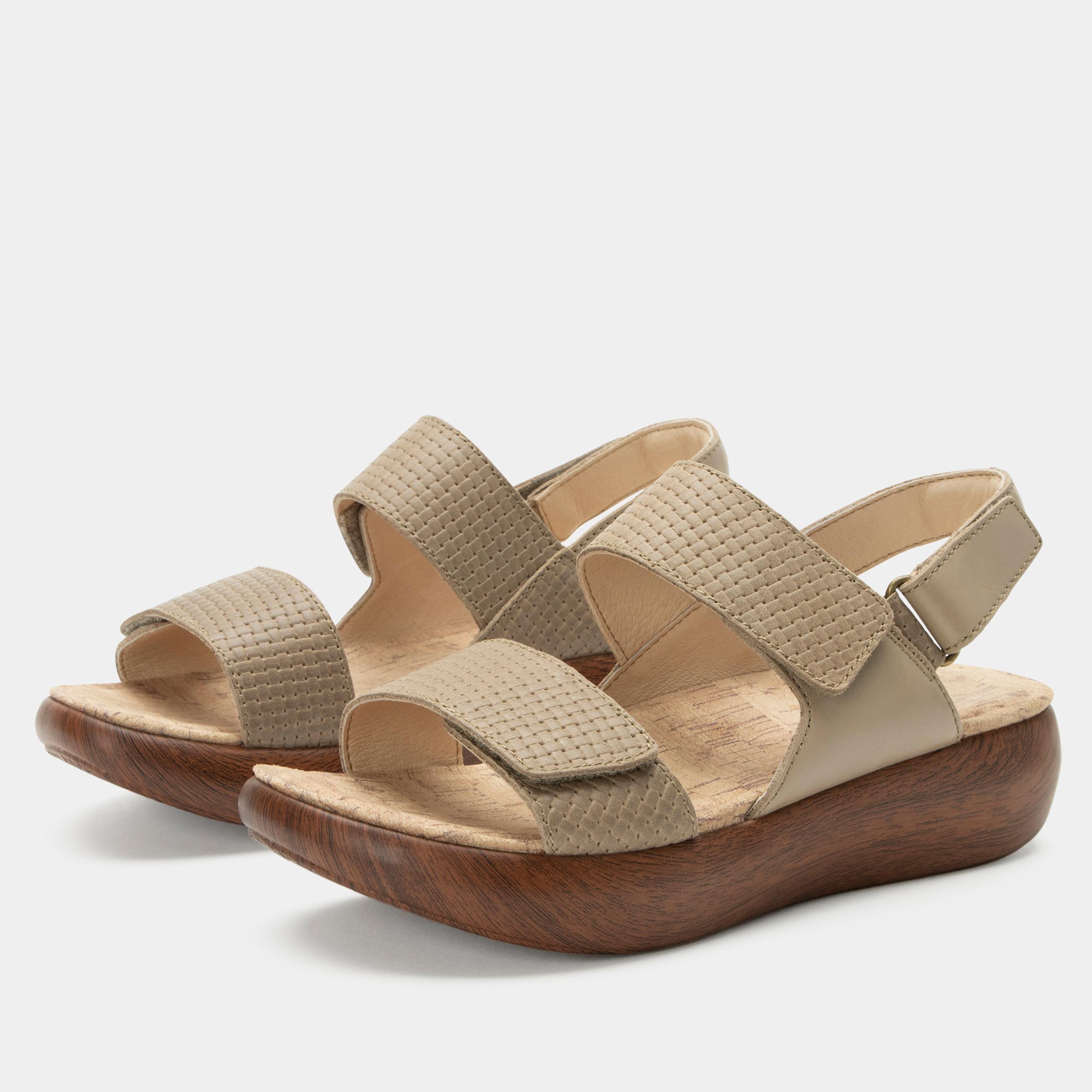 Bailee Heel Strap Sandal Woven Taupe-Alegria