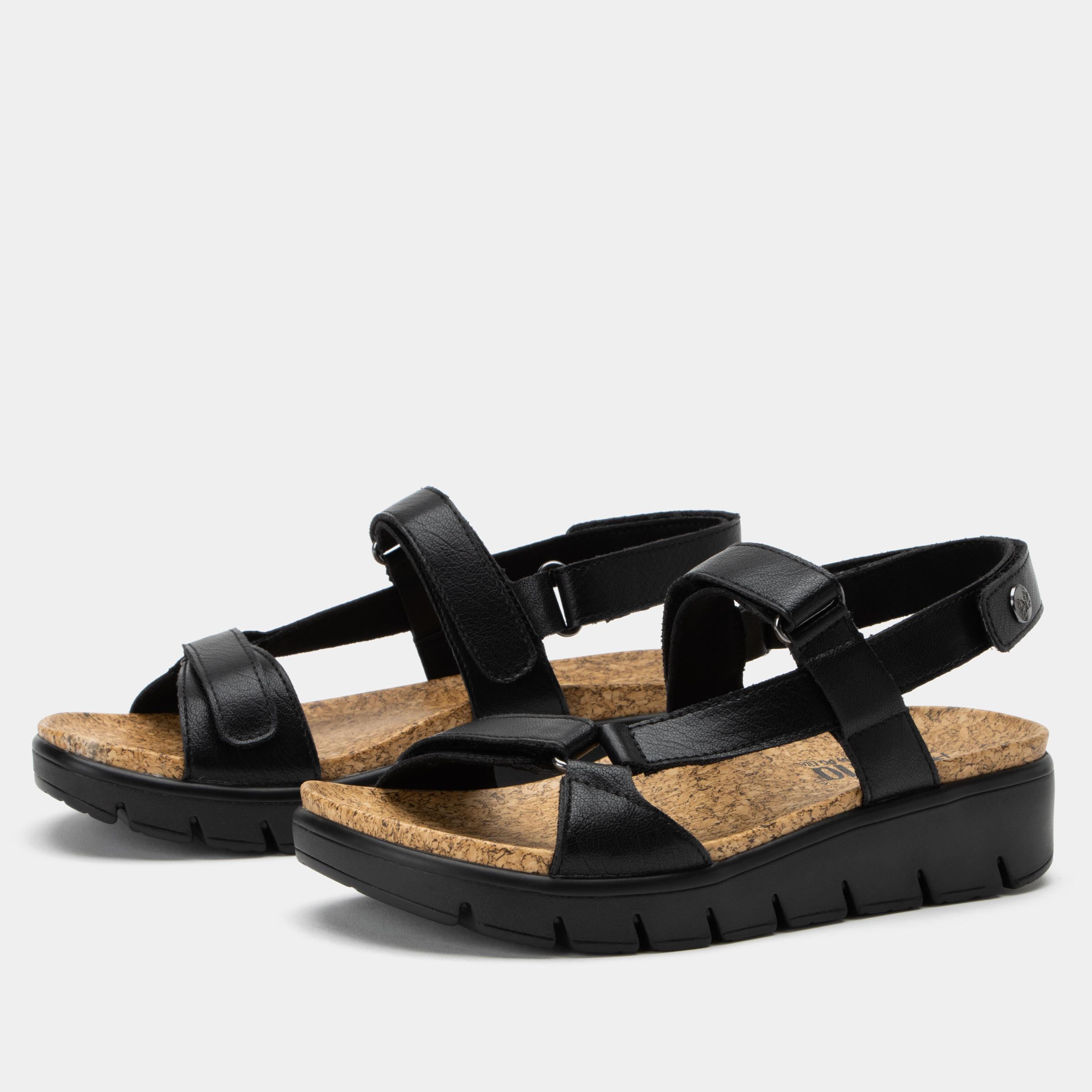 Henna 3 Strap Slide Sandal Black-Alegria