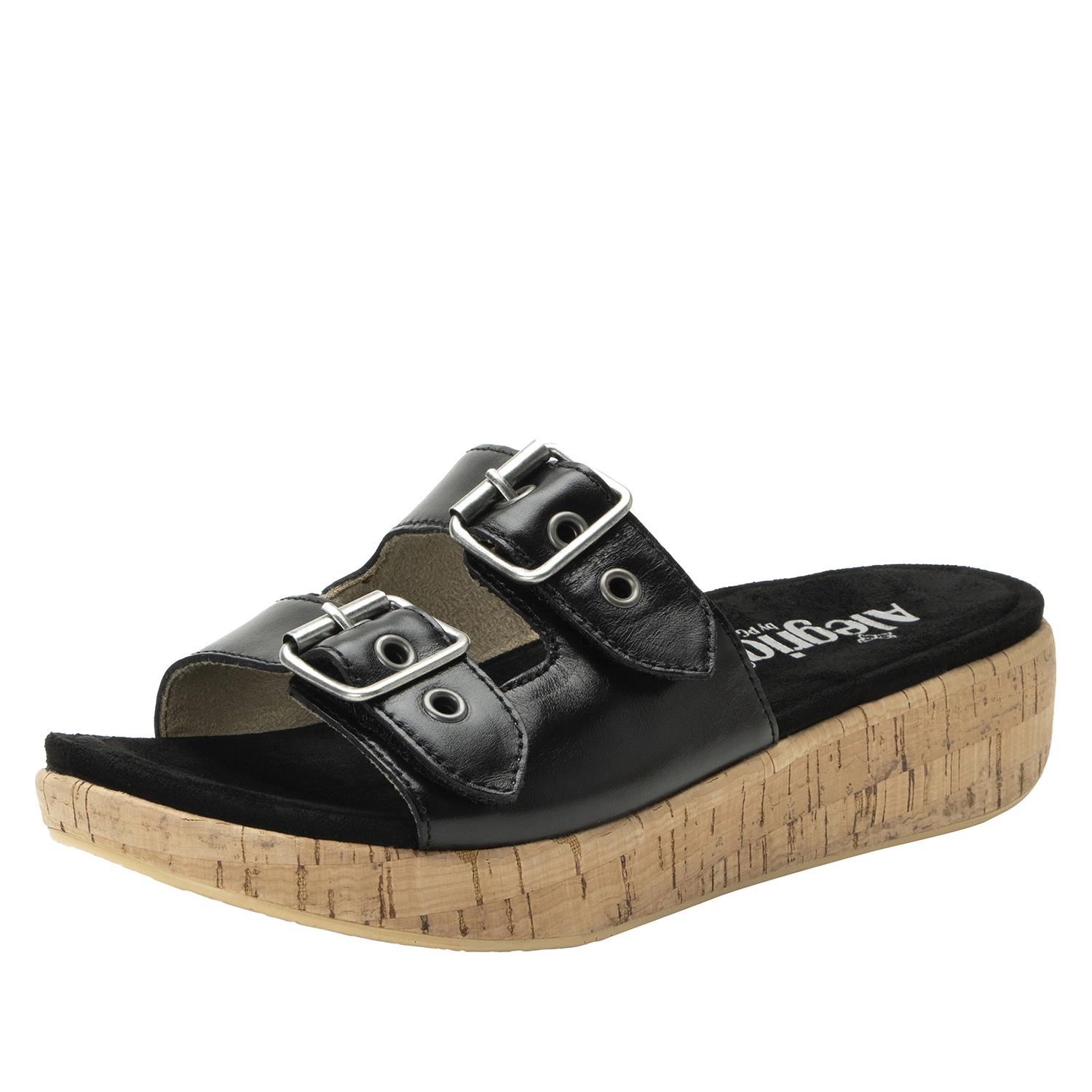 Mistie Cork Wedge Sandal Noir-Alegria