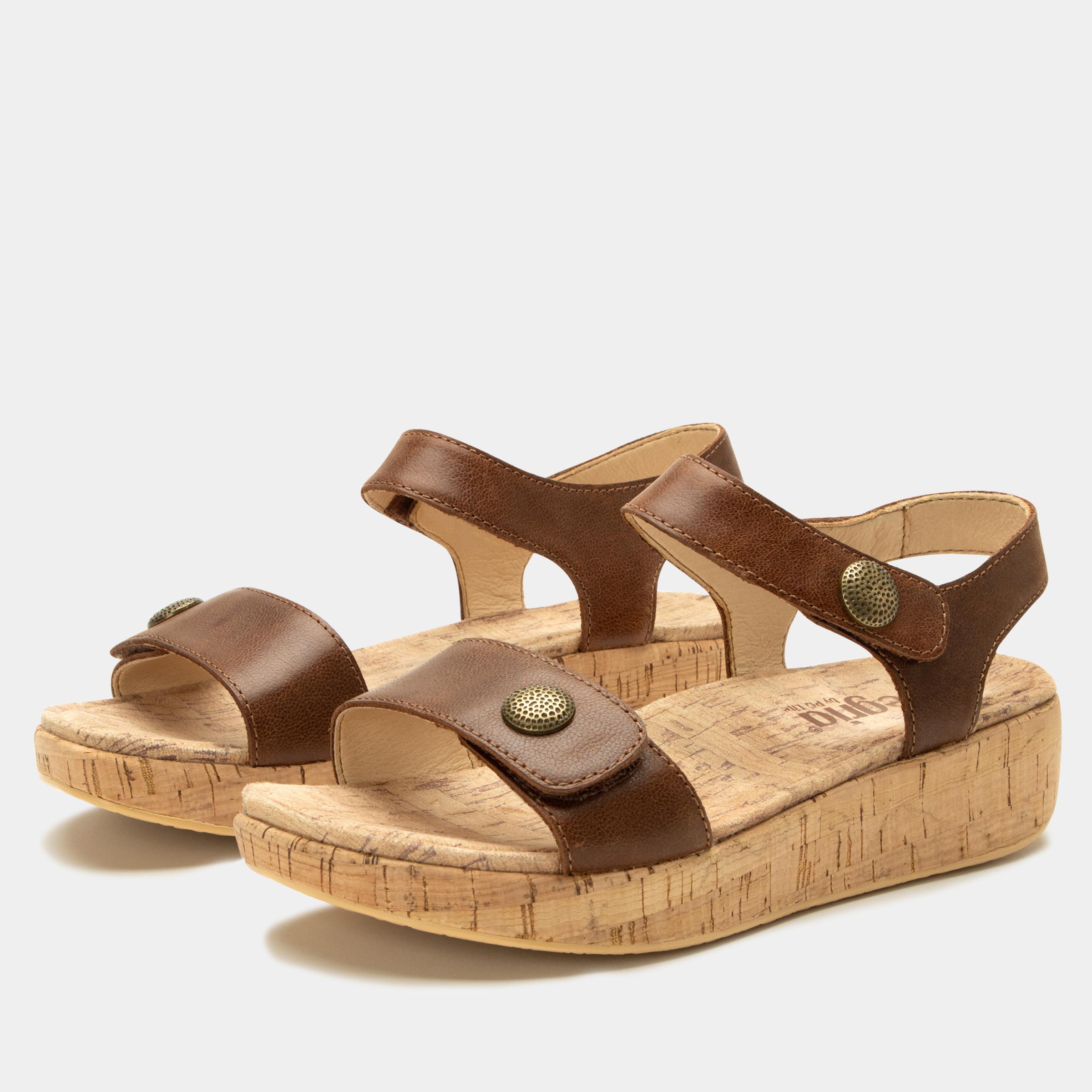 Marta Cork Wedge Sandal Walnut-Alegria