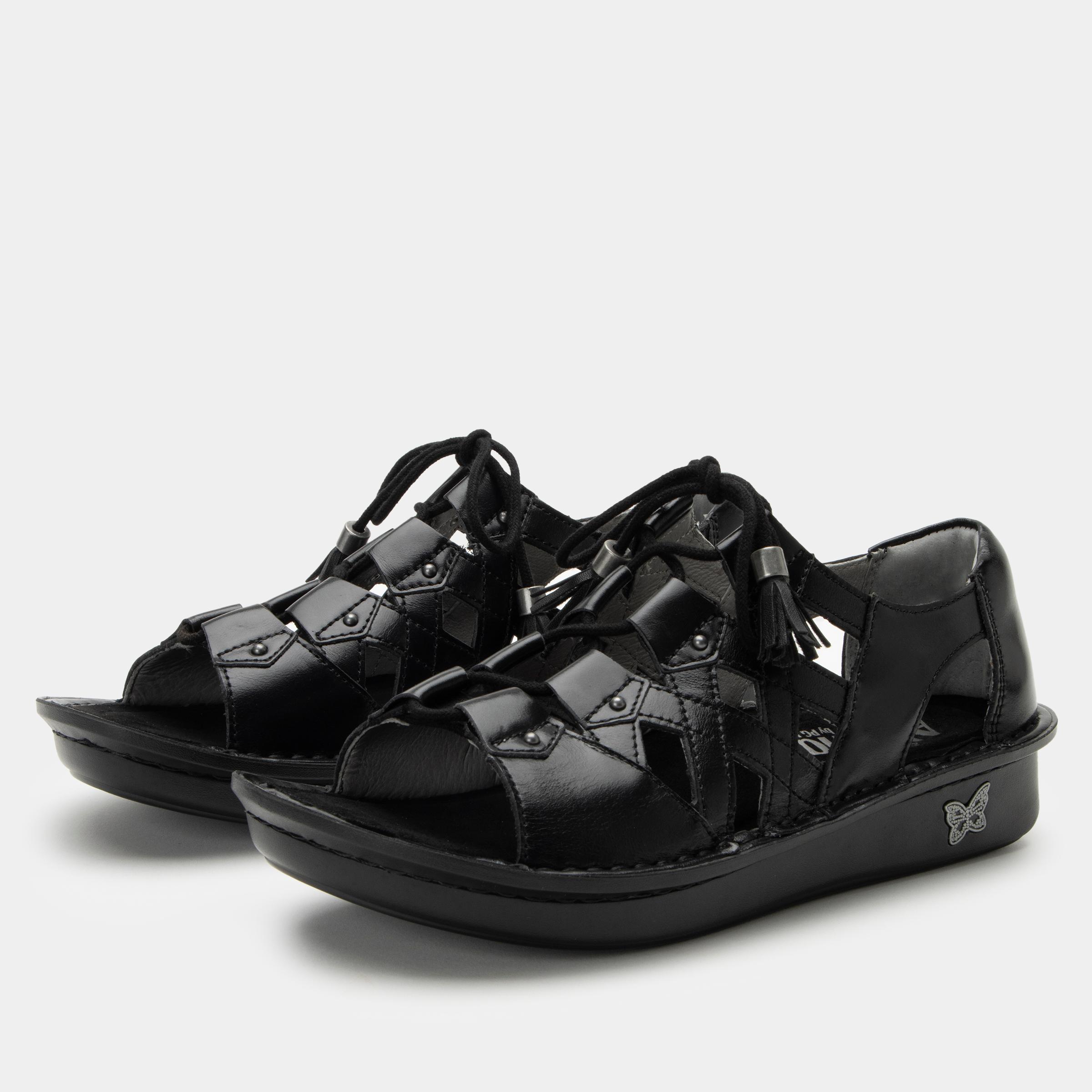 Valerie Open Toe Fisherman Noir-Alegria