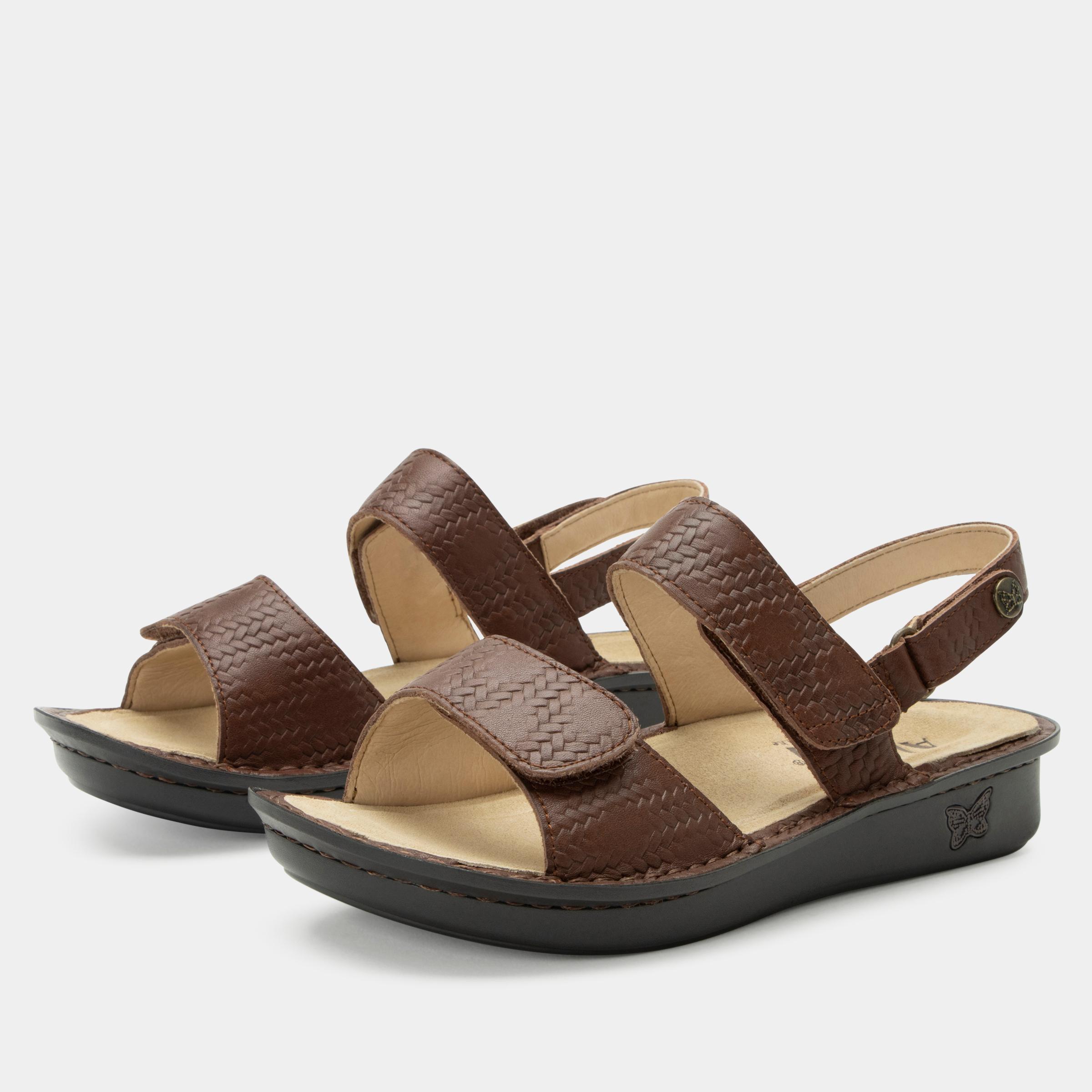 Verona Two Strap Slide Sandal Basketry Coffee-Alegria