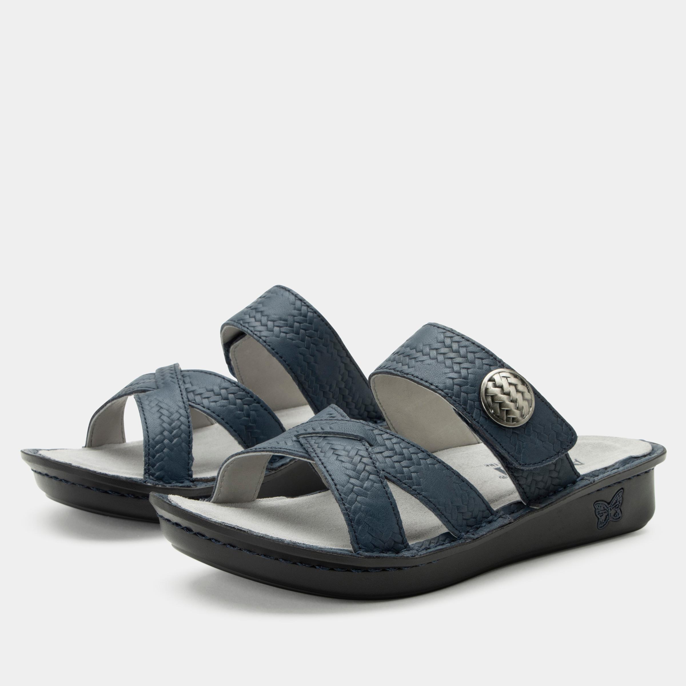 Victoriah Cross Strap Sandal Basketry Navy-Alegria