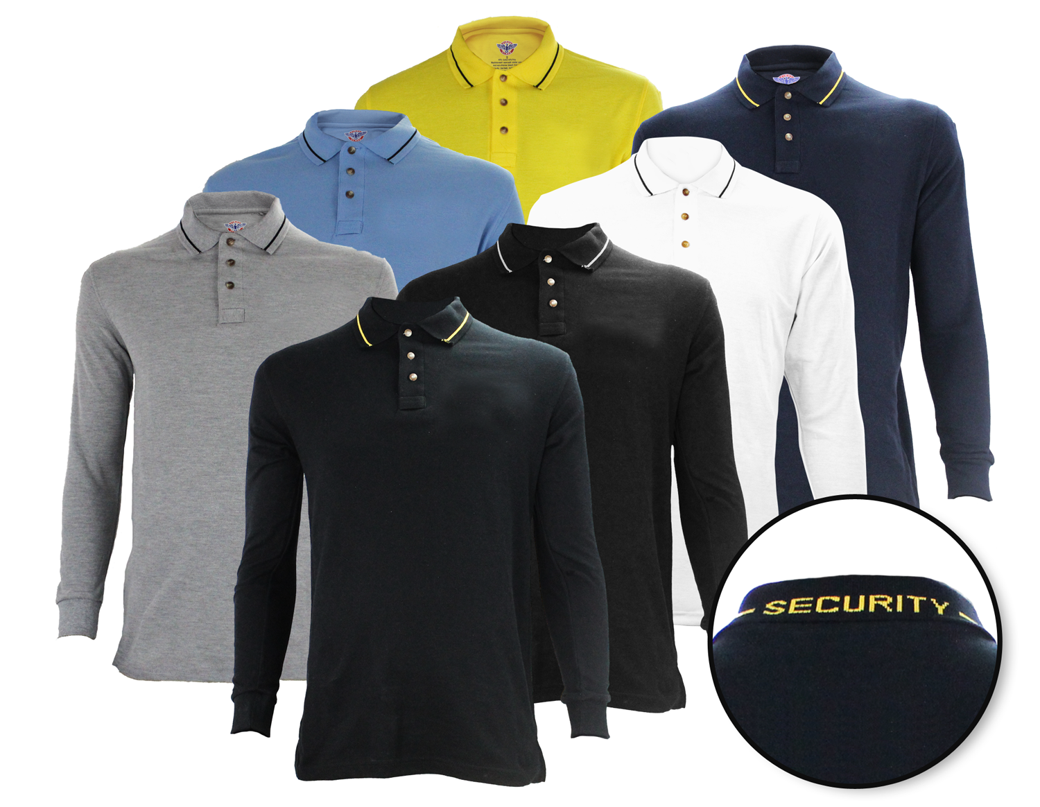 Poly Cotton L/S Security Collar Polo Shirt-First Class