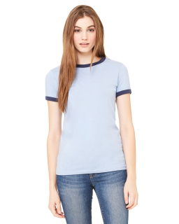 Ladies Jersey Short-Sleeve Ringer T-Shirt-Bella + Canvas