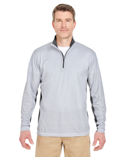 Adult Two-Tone Keyhole Mesh Quarter-Zip Pullover-UltraClub