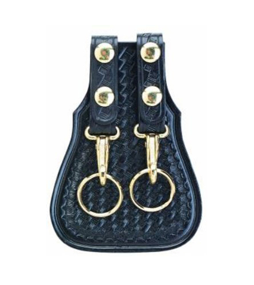 Double Key Flap Black Basket Weave LEATHER -Other Brands
