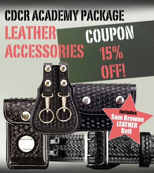 CDCR Academy LEATHER Accessories Package - Sam Browne Belt plus all-inclusive package of CDCR Academy leather accessories - use COUPON CODE CDCRACADEMY8 at checkout for 15% OFF!-Boston Leather