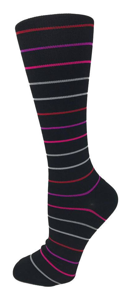 Black Stripes - Doctor&#8216;s Choice 8-15 mmHg Knit Compression Socks-Doctor's Choice