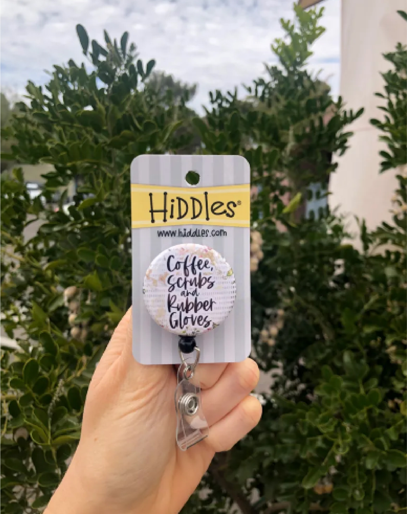 Coffee Scrubs & Rubber Gloves - Hiddles Retractable Badge Reel-