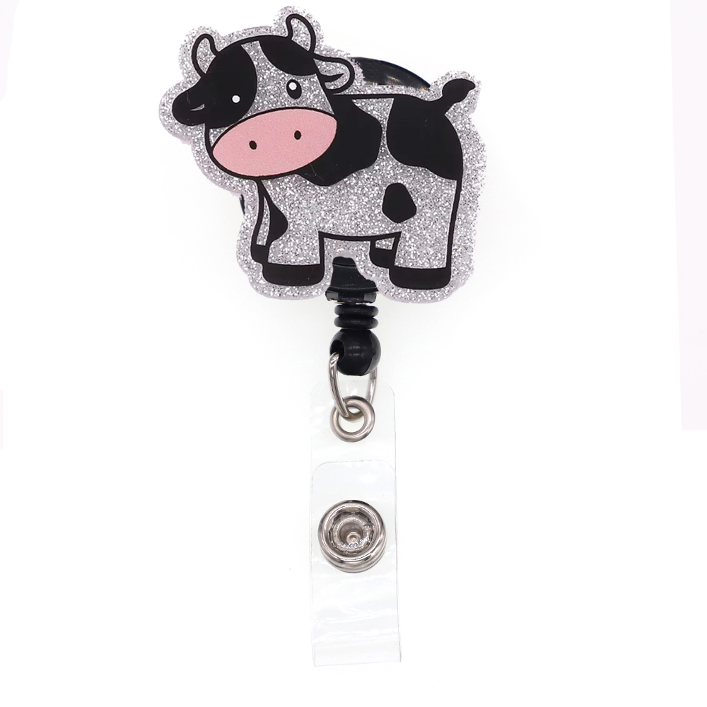 Cow Sparkles - Cutieful Glitter Acrylic Badge Reel-Cutieful