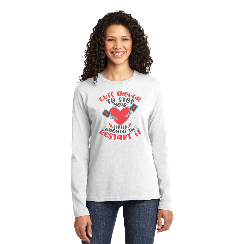 Cute and Skilled Enough - Cotton Long Sleeve T-Shirt-Cutieful