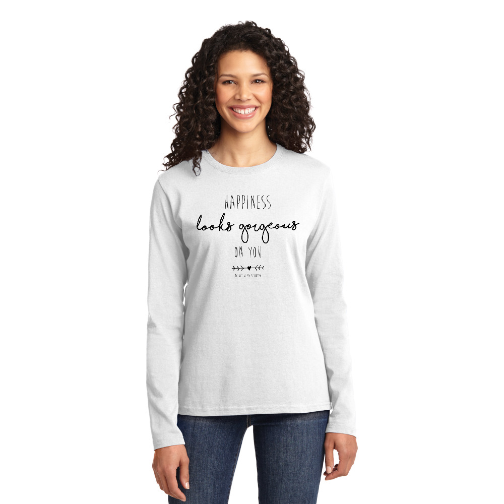 Buy Happiness Looks Gorgeous on You - Cotton Long Sleeve T-Shirt ...
