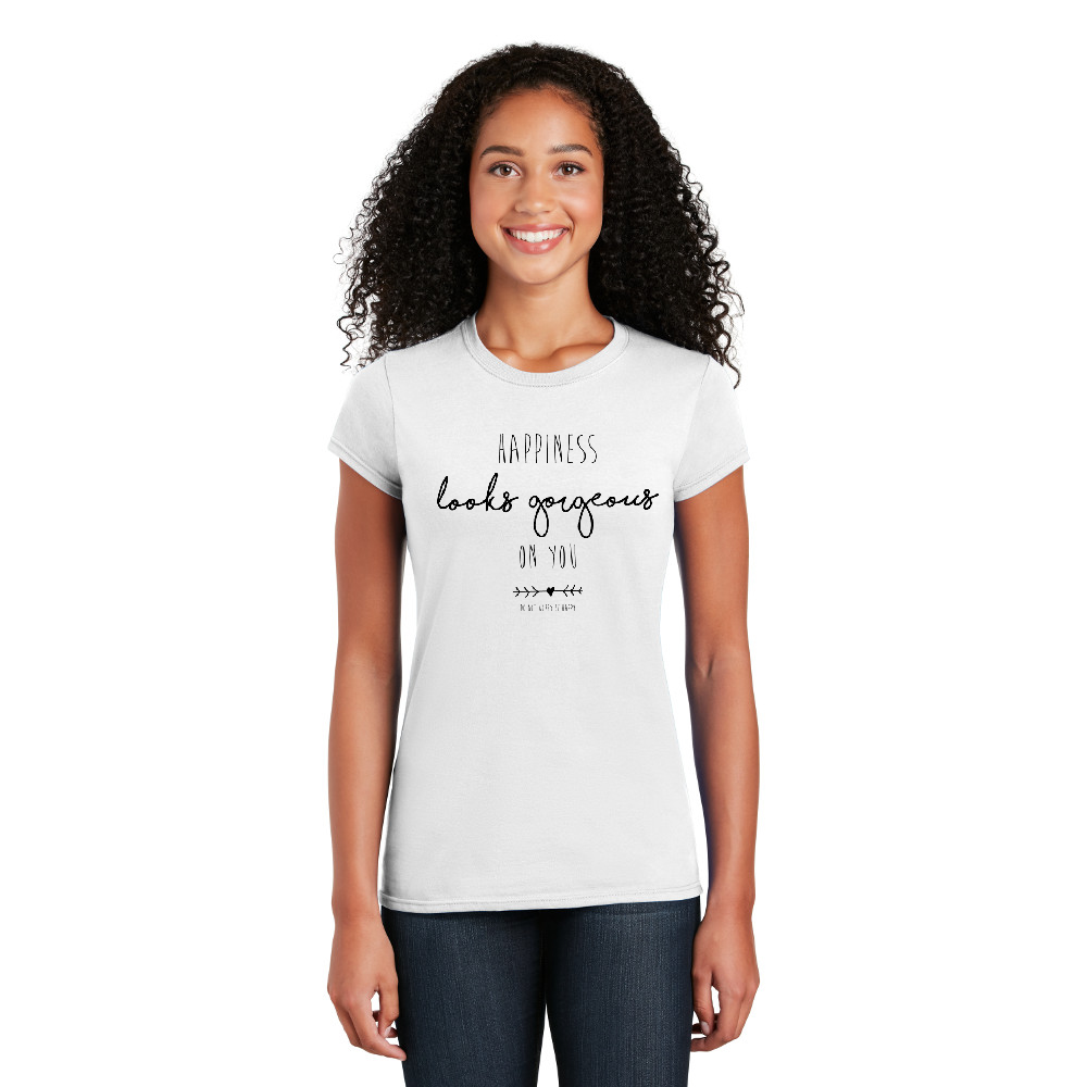 Buy Happiness Looks Gorgeous on You - Cotton Short Sleeve T-Shirt ...