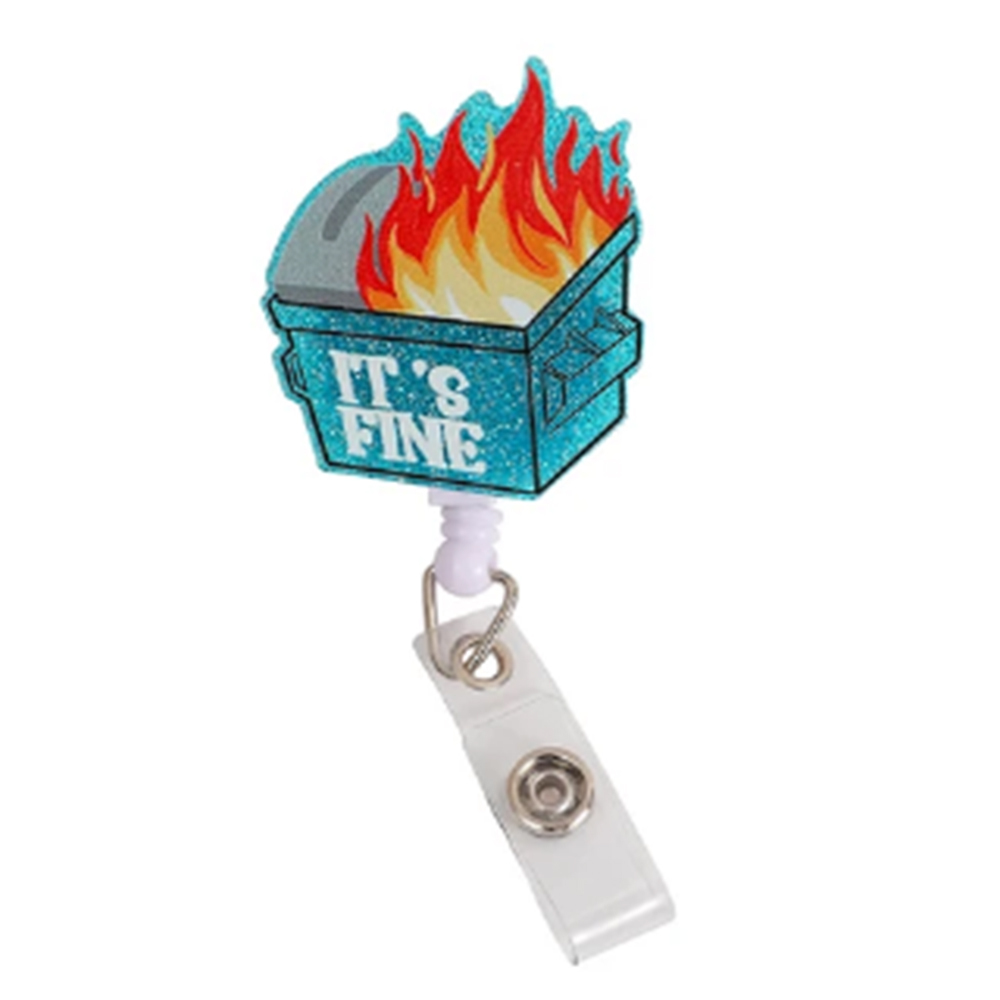 Dumpster Fire - Cutieful Glitter Acrylic Badge Reel-Cutieful