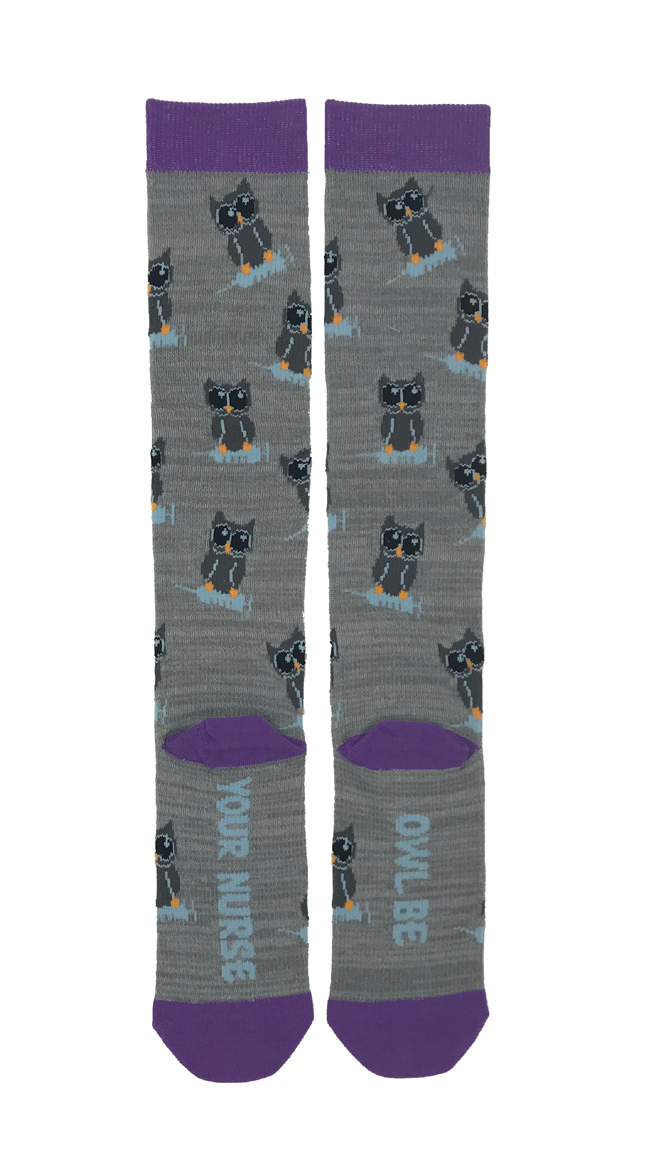 Owl Be Your Nurse &#45; 15&#45;20 mmHg Knit Compression Socks now by Cutieful&#33;-Cutieful