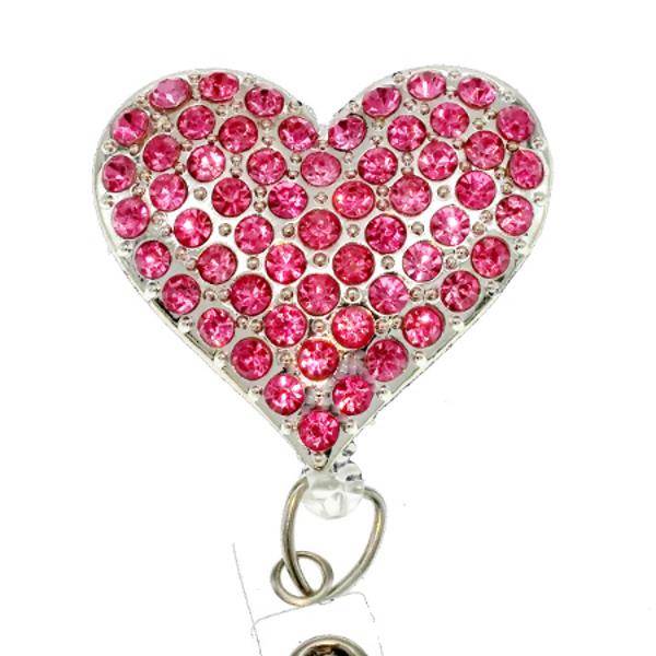 Pink Rhinestone Heart - SassyBadge Retractable Badge Reels-