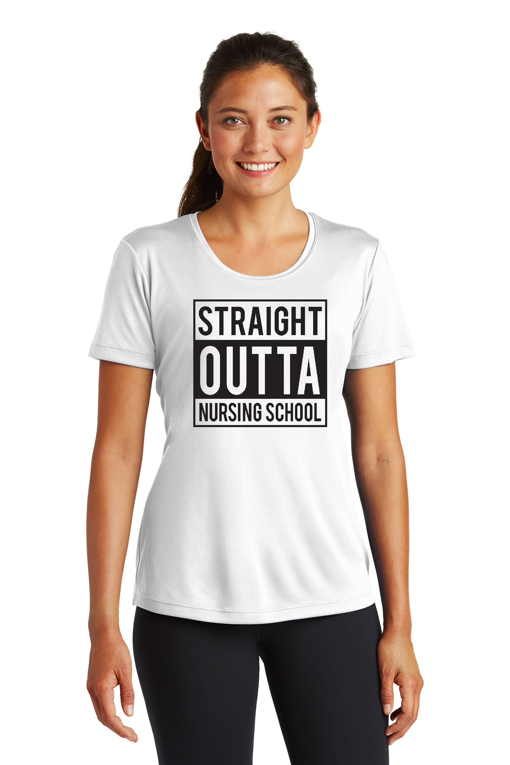 SHORT SLEEVE T&#45;SHIRT &#45; WHITE STRAIGHT OUT OF NURSING SCHOOL-Cutieful