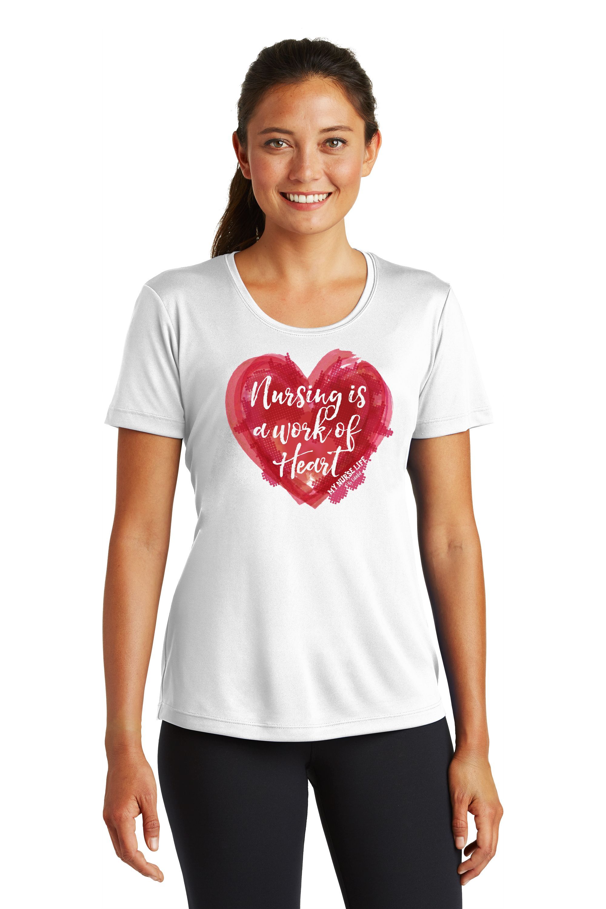 SHORT SLEEVE T&#45;SHIRT &#45; WHITE NURSING IS A WORK OF HEART-Cutieful