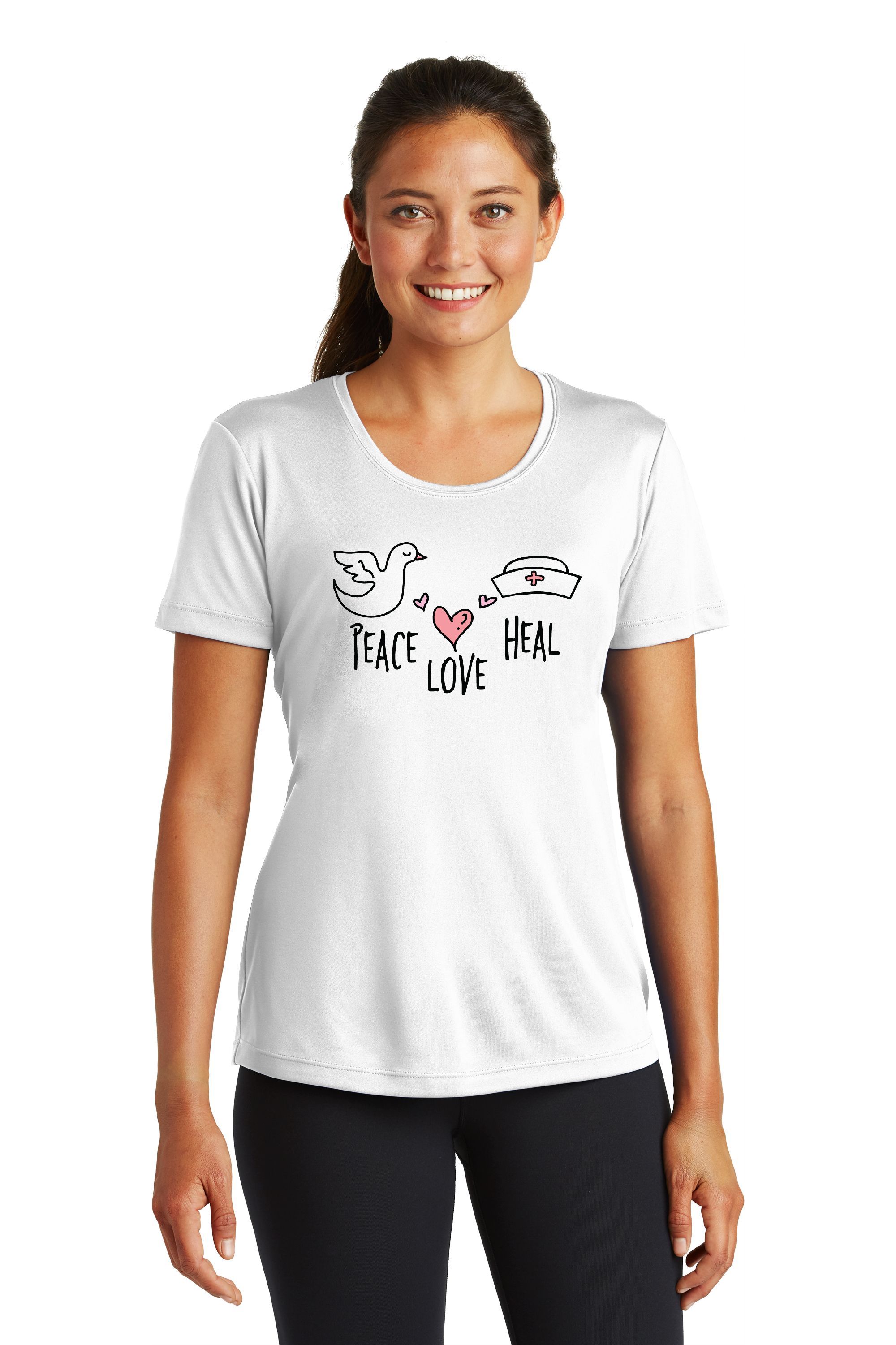 SHORT SLEEVE T&#45;SHIRT &#45; WHITE PEACE LOVE HEAL-Cutieful