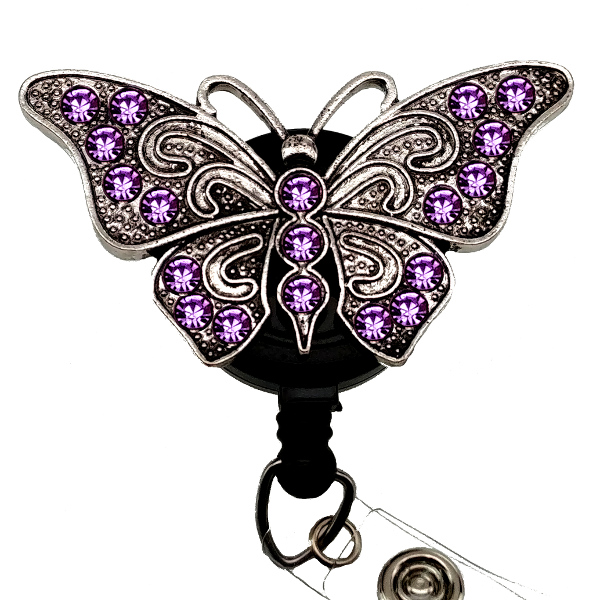 Purple Butterfly - SassyBadge Retractable Badge Reels-
