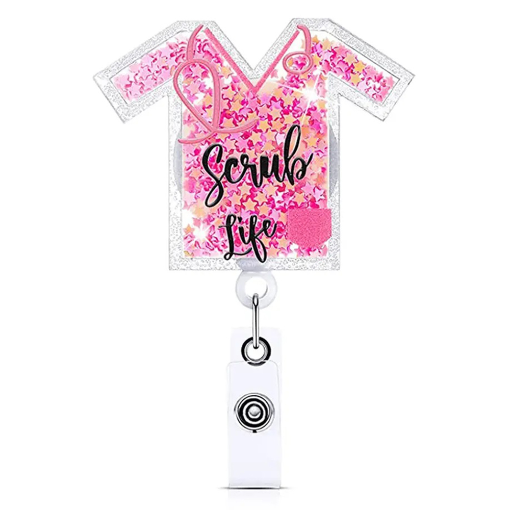 Scrub Life Pink - Cutieful Shaker Badge Reel-Cutieful