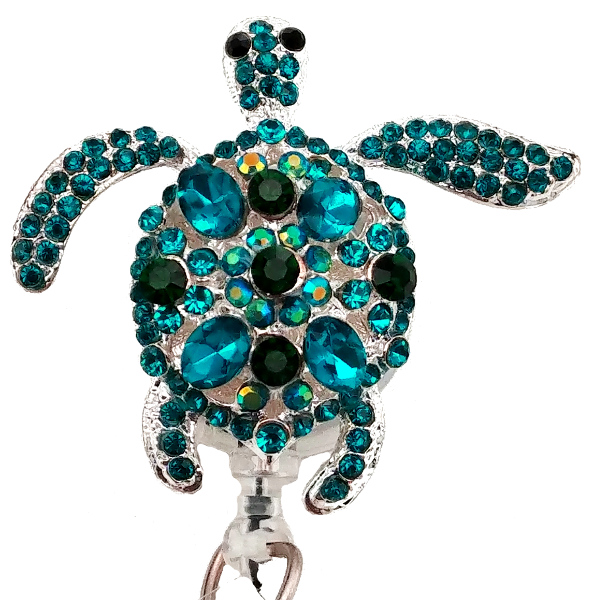 Silver Blue Sea Turtle - SassyBadge Retractable Badge Reels-