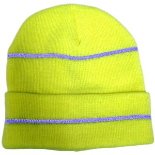 High Viz Knitted Cap with Reflective Stripe-