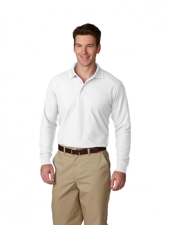 Mens/Unisex Pique Polo Shirt, Long Sleeves, Ribbed Cuffs-A Plus