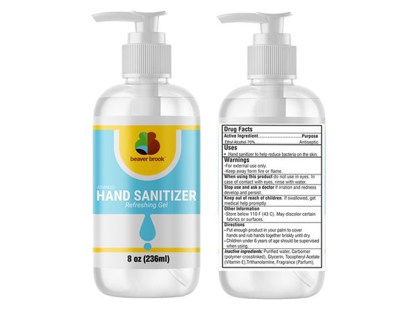 Hand Sanitizer 8 oz.  Refreshing Gel, 70% Ethyl Alcohol, Made in USA - Case of 30-bordovabrand