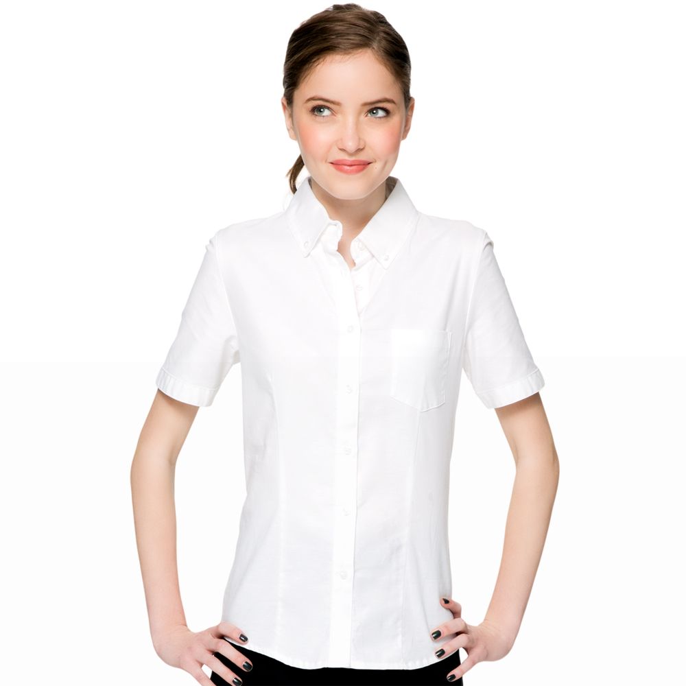Lee Junior Short Sleeve Stretch Oxford Shirt-White-Lee Uniforms