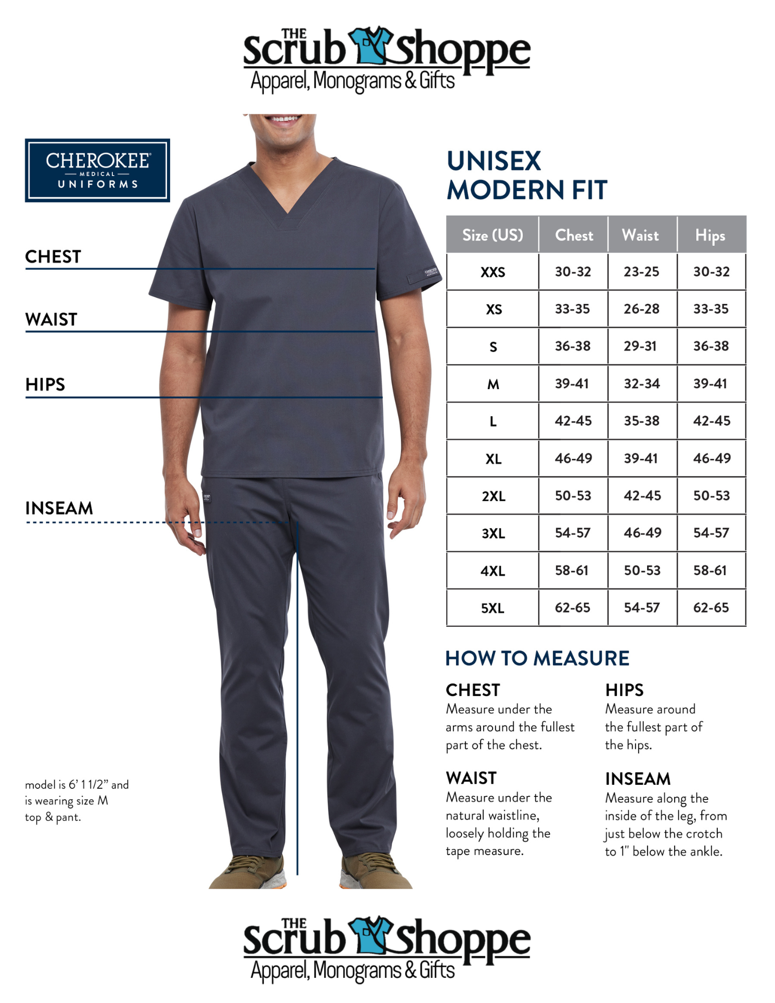 Cherokee Uniforms Scrubs Size Chart