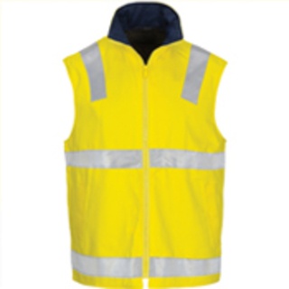 DNC HiVis Cotton Drill Reversible Vest with Generic Reflective Tape-DNC