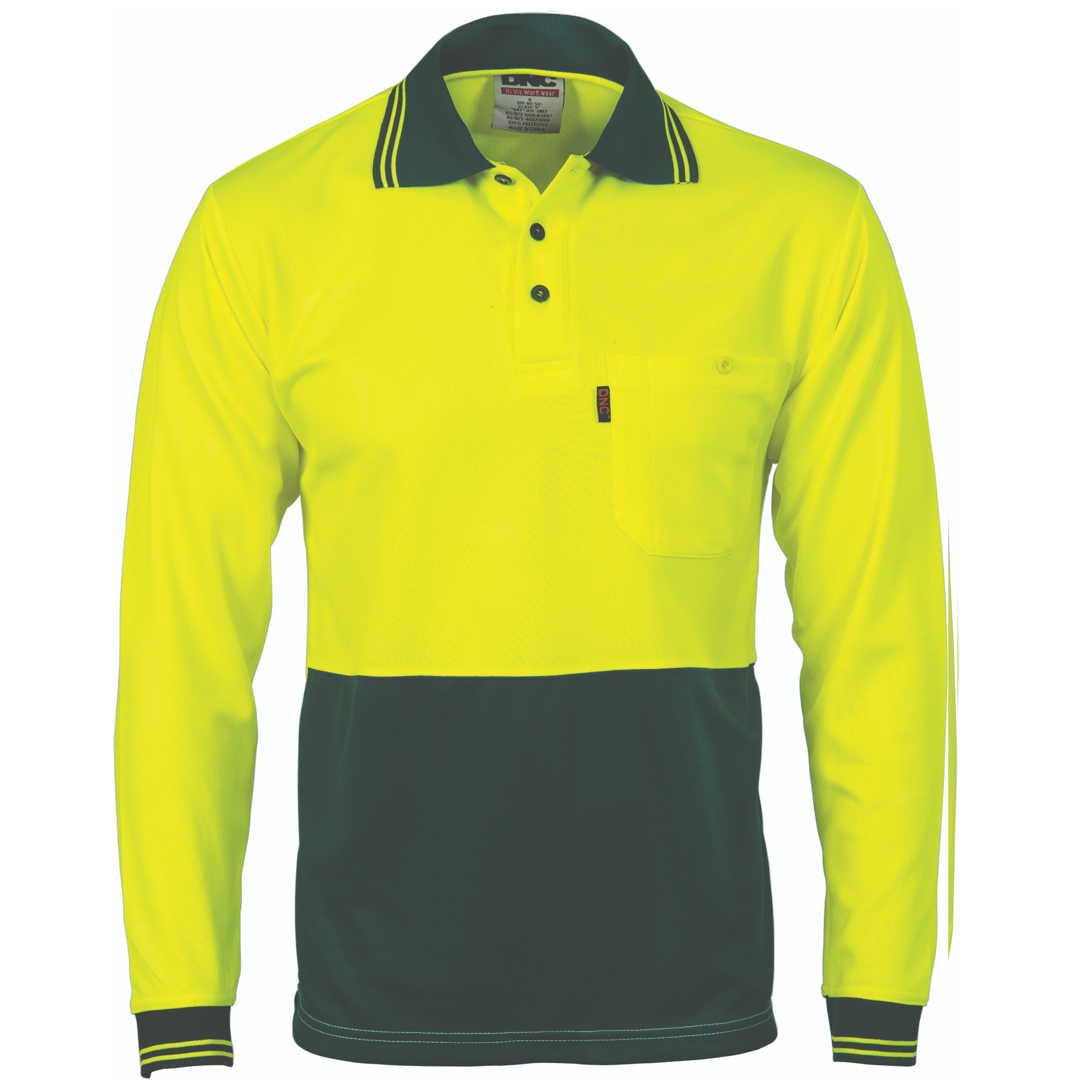 DNC HiVis Two Tone Cool Breathe Polo Shirt - Long Sleeve-