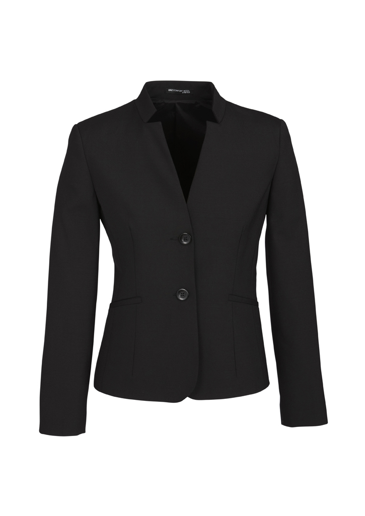 Biz Corporates Womens Comfort Wool Stretch Short Jacket with Reverse Lapel-Biz Corporates