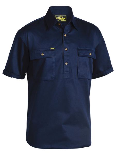 Bisley Closed Front Cotton Drill Shirt-Bisley