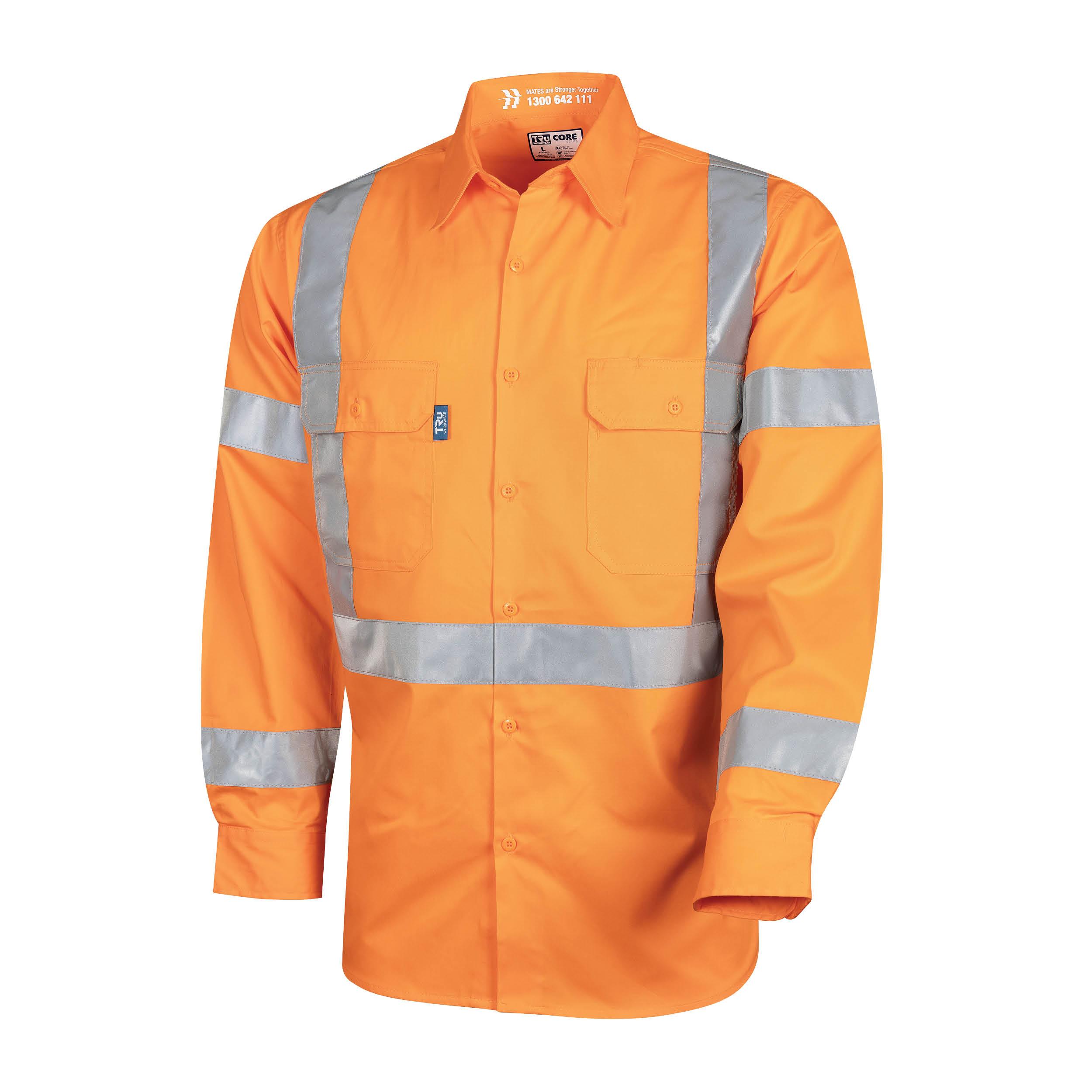Tru Workwear Lightweight NSW Rail Vented Hi-Vis Drill Shirt With Reflective Tape-Tru Workwear