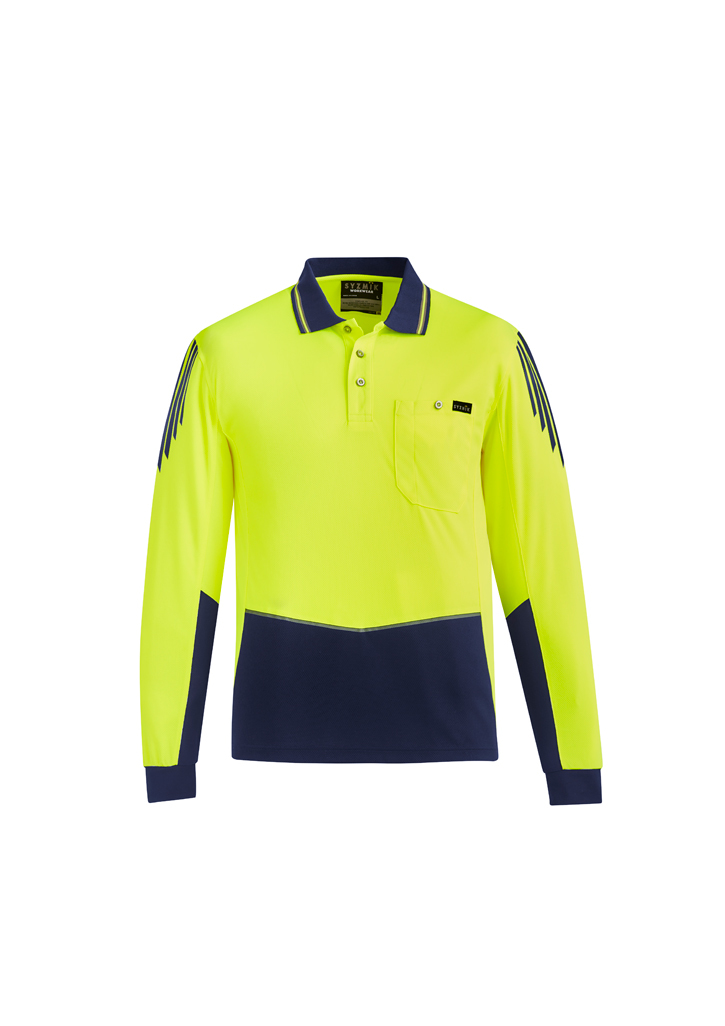 Syzmik Mens Hi Vis Flux Long Sleeve Polo-Syzmik